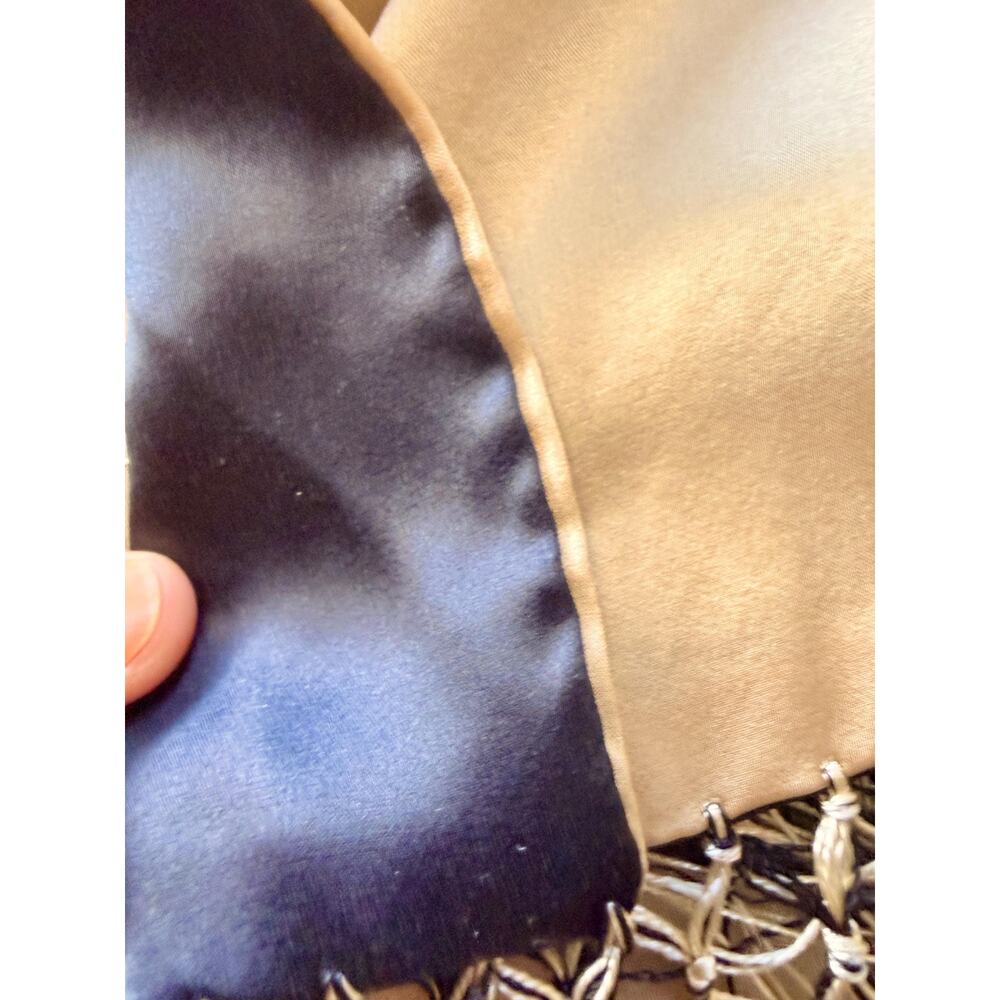 Vintage 1930s Reversible Silk Charmeuse Scarf Wrap Gold Black 21x88 - Picture 13 of 15